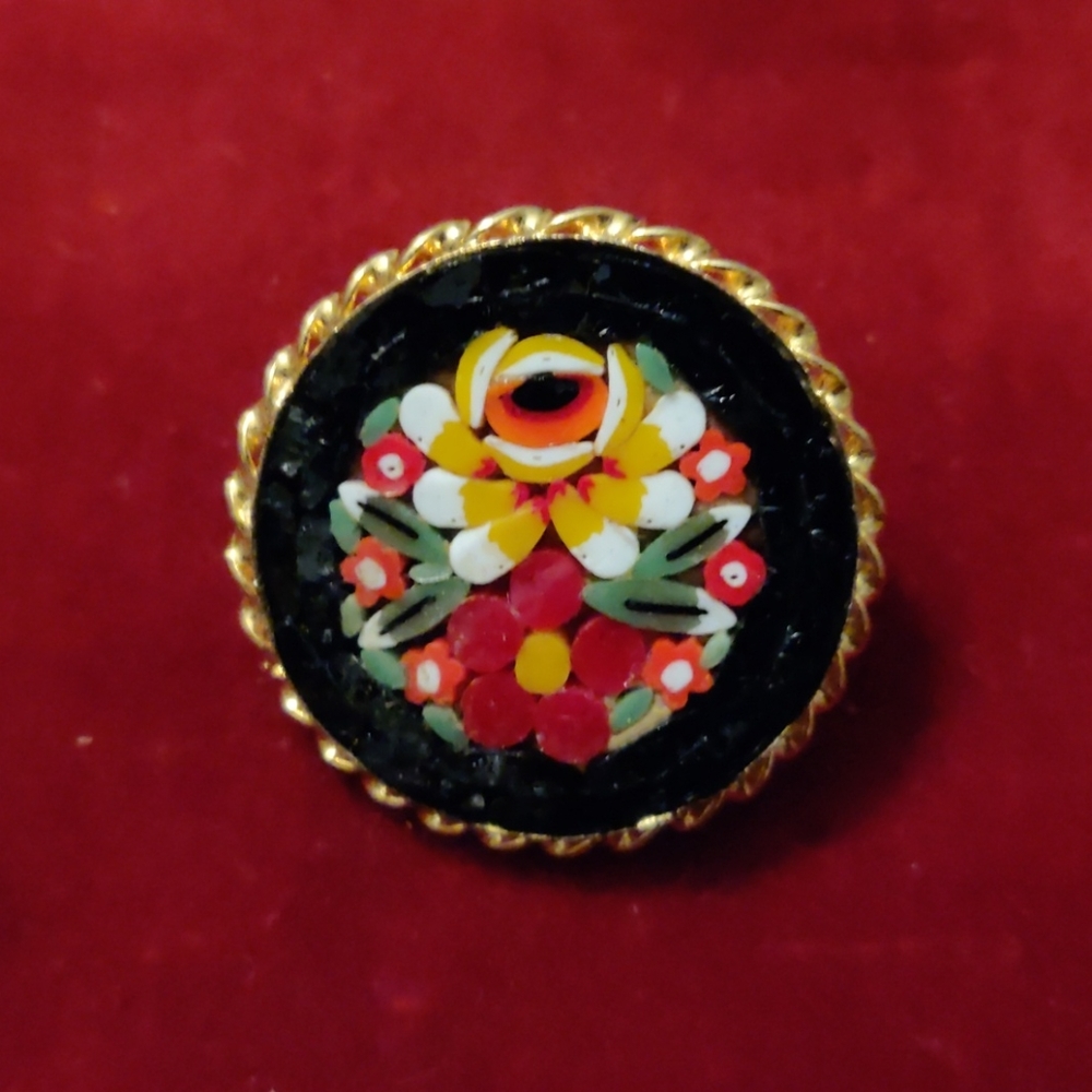 Micro Mosaic brooch flowers